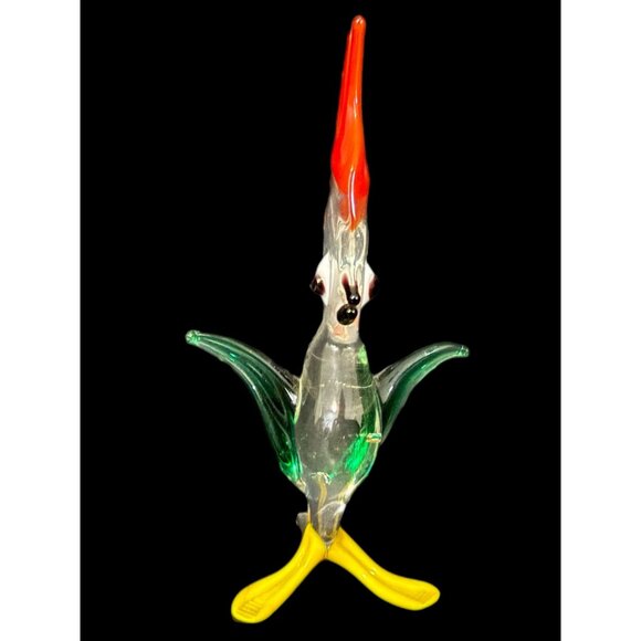 Art Glass Murano Style 3.5” Hand Blown Parrot Bird Vintage - Picture 2 of 4